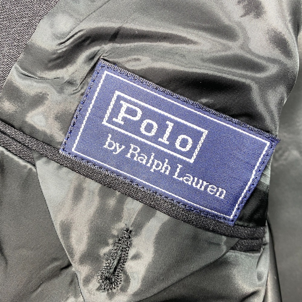 VTG Polo Ralph Lauren Blazer Peak Lapel Mens 42R Charcoal Wool USA Union Made - Picture 13 of 16